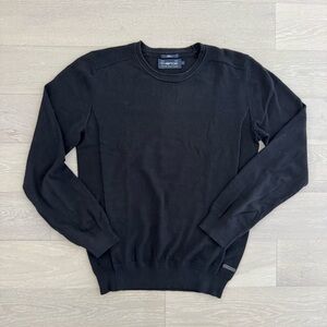 Energie Men's Black 100% Cotton Crewneck Sweater with Panel Details